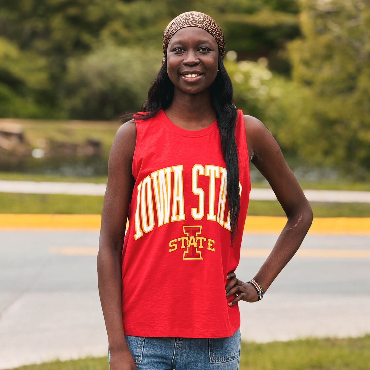 Pressbox Women's Iowa State over I-State Cardinal Tank Top